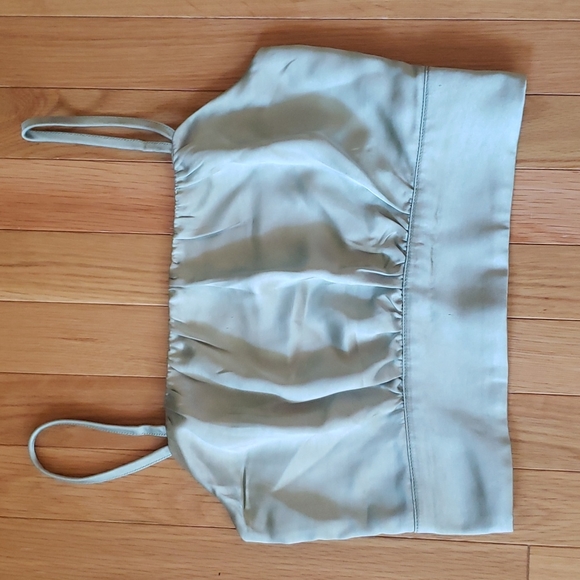 Lulu's Sage Green Silk Crop Top - Picture 2 of 10
